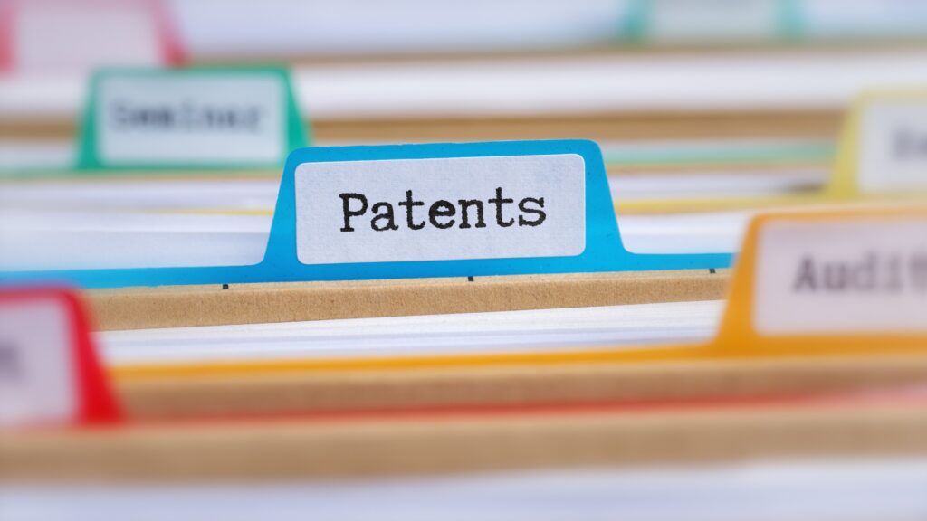 Document folders with one folder labeled Patents