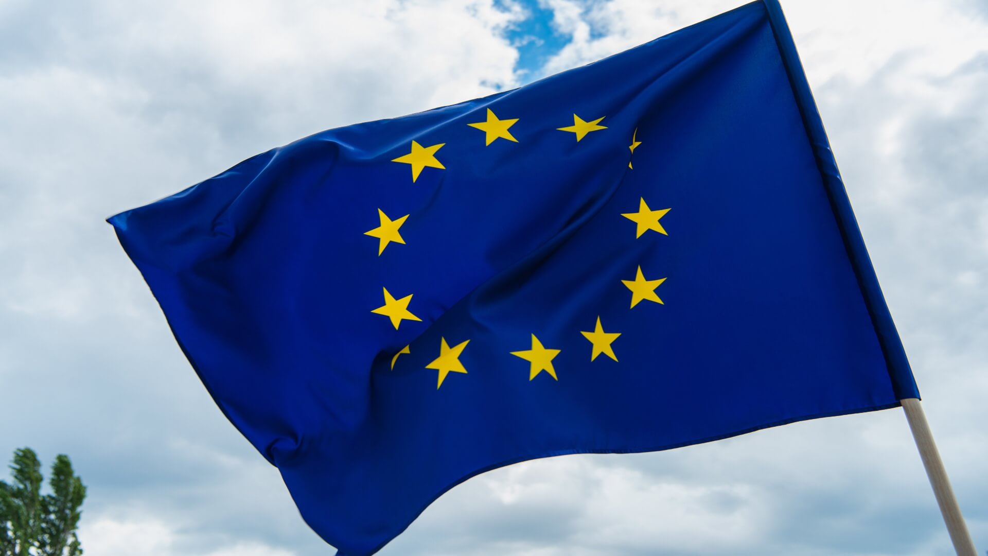Waving European Union flag
