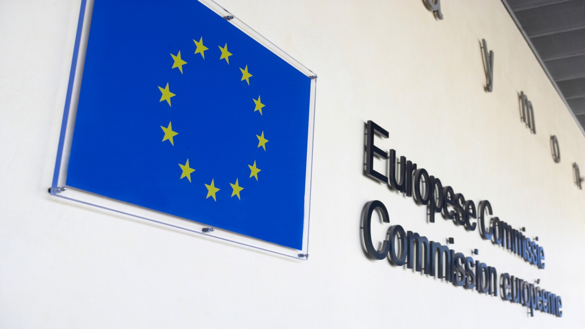 European Commission building and flag